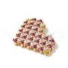 Brass Micro Pave Cubic Zirconia Heart Connector Charms KK-A252-28G-04-2