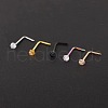 304 Stainless Steel Rhinestone Round Ball L-Shaped Nose Rings WGE5A2F-02-1