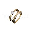 2Pcs Flat Round Brass Micro Pave Clear Cubic Zirconia Finger Rings FS-WG91922-03-5