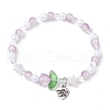 Tulip & Star & Round Two Tone Glass Imitation Jade Beaded Stretch Bracelets BJEW-JB10684-3