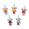 Handmade Lampwork Beads with Glass Pearl Round Bead Pendants PALLOY-MZ00696-2