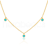 925 Sterling Silver Pave Synthetic Turquoise Moon Pendant Cable Chain Necklaces AL5793-7-1