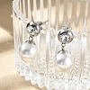 304 Stainless Steel Plastic Pearl Round Dangle Stud Earrings EJEW-V008-01P-5