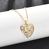 Brass Micro Pave Clear Cubic Zirconia Heart Pendant Necklaces for Women NJEW-R027-01G-01-2