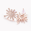 Brass Micro Pave Cubic Zirconia Stud Earring Findings ZIRC-E132-17RG-2