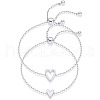 2Pcs Adjustable 201 Stainless Steel Link Bracelets FS-WGD474B-01-1