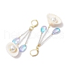 Glass & Natural Shell Hoop Earrings EJEW-MZ00385-4