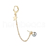 Natural Pearl Brass Crawler Ear Studs Chains EJEW-JE04566-04-1