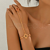 Geometric Hollow Brass Pave Cubic Zirconia Multi-Finger Link & Charm Bracelet for Women HV8312-4
