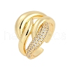 Rack Plating Brass Micro Pave Clear Cubic Zirconia Cuff Finger Rings for Women RJEW-M028-54G-2