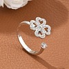 Clover Rotatable Open Ring for Women RJEW-M139-12P-1