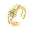 Brass Micro Pave Cubic Zirconia Cuff Rings for Women RJEW-F184-14G-1
