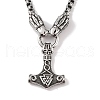 304 Stainless Steel Dragon Head King Box Chain Viking Mjolnir Thor Hammer Pendant Necklaces for Men NJEW-K278-15AS-1