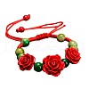 Rose Adjustable Cinnabar Braided Bead Bracelets WG3AA70-02-2