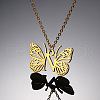 304 Stainless Steel Butterfly Initial Pendant Necklaces WG80197-14-1