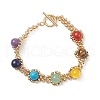 Natural & Synthetic Mixed Gemstone Chakra Beaded Bracelet with Mesh Chains BJEW-JB09007-1