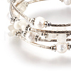 Pearl and Natural White Moonstone Chips Wrap Bracelets BJEW-JB03922-01-2