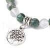 Natural Tree Agate Round Bead Stretch Bracelets BJEW-JB09872-01-2