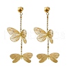 304 Stainless Steel Butterfly Tassel Stud Earrings EJEW-D308-11G-2
