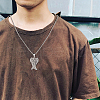 ANATTASOUL 7Pcs 7 Style Arrow & Wolf & Cross & Axe & Wing Pendant Necklaces Set NJEW-AN0001-44-5