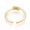 Brass Micro Pave Cubic Zirconia Cuff Rings for Women KK-T070-112-4