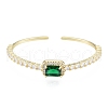 Cubic Zirconia Rectangle Open Cuff Bangle BJEW-G651-05G-02-1