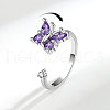 Brass Rotatable Cubic Zirconia Open Cuff Rings FS-WG839B6-01-2