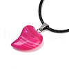 Dyed Natural Banded Agate Heart Pendant Necklaces NJEW-G166-01A-2