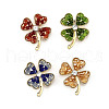 12Pcs 4 Colors Clover Alloy Rhinestone Brooches for Backpack Clothes JEWB-A033-09G-2