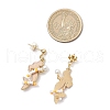 Mermaid 304 Stainless Steel Glass Seed Beads Dangle Stud Earrings EJEW-MZ00460-3