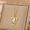 304 Stainless Steel Flower Initial Pendant Necklaces WGE911E-20-1