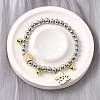 Brass Enamel Round Beads Charm Bracelets for Women BJEW-D317-11C-PG-1
