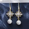 Brass Micro Pave Clear Cubic Zirconia Dangle Stud Earrings EJEW-F362-08G-1