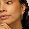 Stick Shaped Brass Micro Pave Clear Cubic Zirconia Chain Tassel Stud Dangle Earrings FS-WGFCB39-03-2
