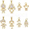 SUPERFINDINGS 8Pcs 8 Style Brass Micro Pave Clear Cubic Zirconia Pendants ZIRC-FH0001-25-1