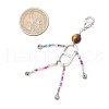 Tiger Eye Beads with Natural Quartz Beads and 201 Stainless Steel Links and Glass Seed Beads and Zinc Alloy Lobster Claw Clasps Decorations HJEW-JM03035-3