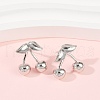 Cherry Brass Stud Earrings EJEW-F895-19P-3
