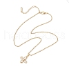 Flower Brass Pave Clear Cubic Zirconia Pendant Necklaces NJEW-JN05286-4