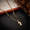 Beebeecraft 1Pc 304 Stainless Steel Figaro Chain Number Pendant Necklaces NJEW-BBC0001-28D-G-4