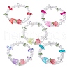 5Pcs 5 Colors Rondelle Electroplate Glass Beaded Stretch Bracelet Sets BJEW-JB10109-S-1