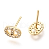 Brass Micro Pave Clear Cubic Zirconia Stud Earrings EJEW-O103-07G-2