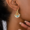 Ethnic Style Half Round Brass Enamel Hoop Earrings FS-WGDD89B-01-3