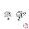 925 Sterling Silver Mushroom Stud Earrings EJEW-C146-07P-2