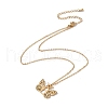 Initial Letter with Butterfly Pendant Necklace NJEW-C026-01G-B-2