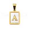 PVD Vacuum Plating 304 Stainless Steel Pave Natural White Shell Pendants STAS-S130-03G-A-1