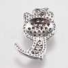 Brass Micro Pave Cubic Zirconia Kitten Charms ZIRC-E147-42P-2