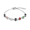 Natural Chalcedony & Glass Round Beaded Bracelets KY9954-1-2