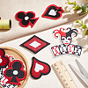 10Pcs 5 Style Playing Card Theme Embroidered Polyester Cloth Patches PATC-FG0001-43-4