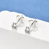 Lock S925 Sterling Silver Micro Pave Clear Cubic Zirconia Stud Earrings for Women EJEW-K307-03A-P-1