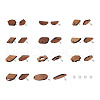 Fashewelry 22Pairs 11 Style Walnut Wood Stud Earring Findings MAK-FW0001-01-19